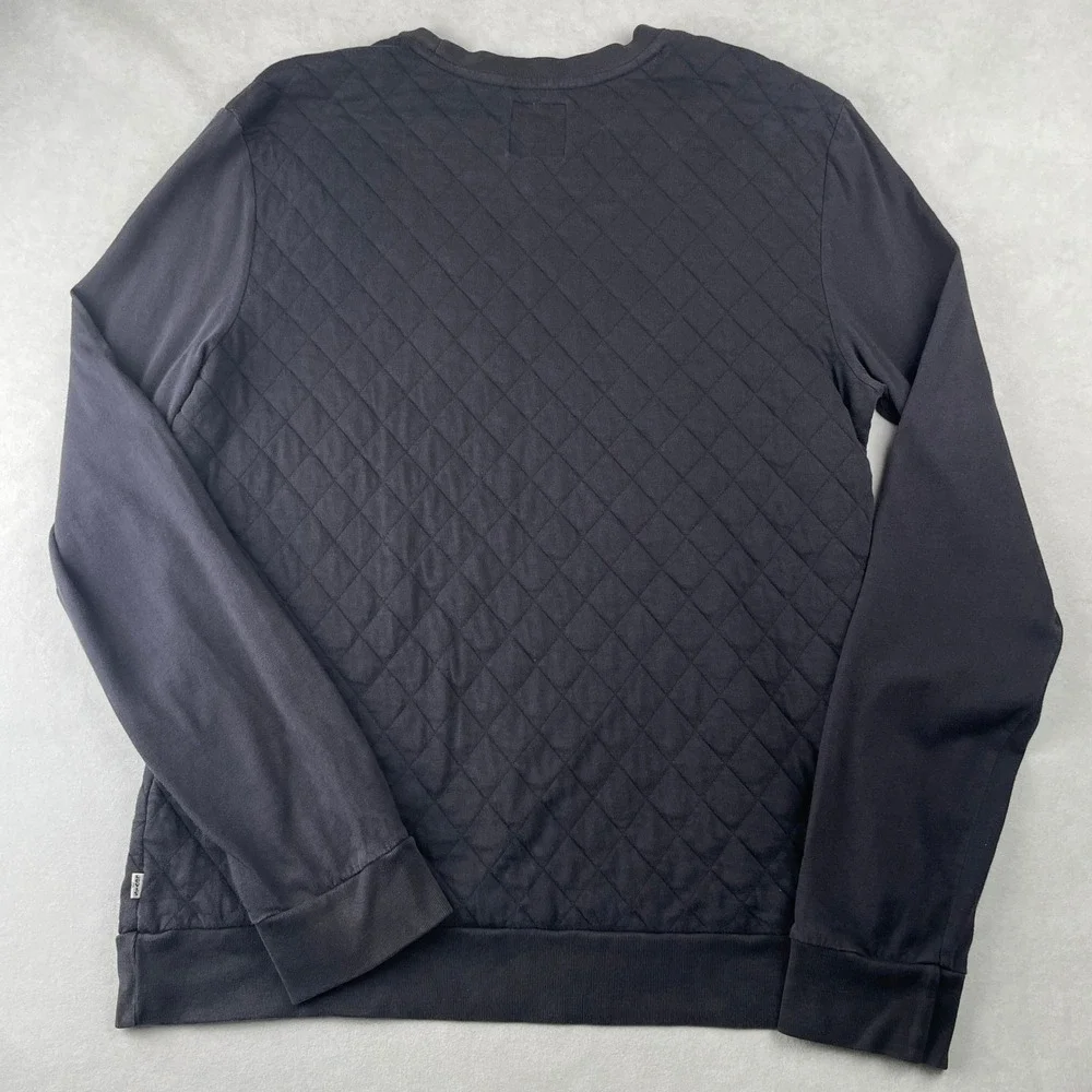 Levi Strauss & Co Sweatshirt Mens‎ L Black Quilted Casual Crewneck Long Sleeve
